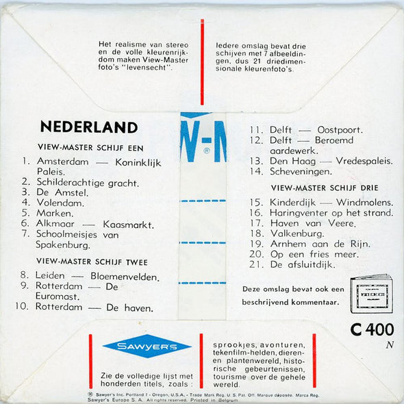 Nederland - View-Master 3 Reel Packet - 1960's views - vintage - ( PKT-C400N-BS5) Packet 3dstereo 