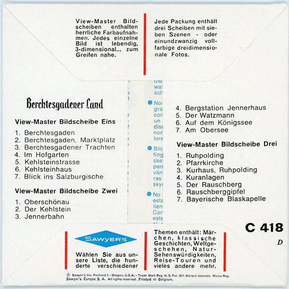 Berchtesgdener Land - View-Master 3 Reel Packet - 1970's views - vintage - (PKT-C418D-BS6) Packet 3dstereo 