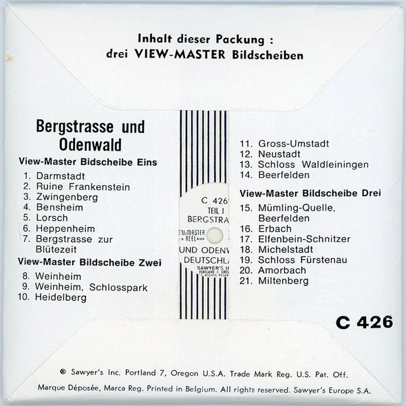 Bergstrasse and Odenwald - View-Master 3 Reel Packet 1960's view - vintage - ( PKT-C426D-BS6) Packet 3dstereo 