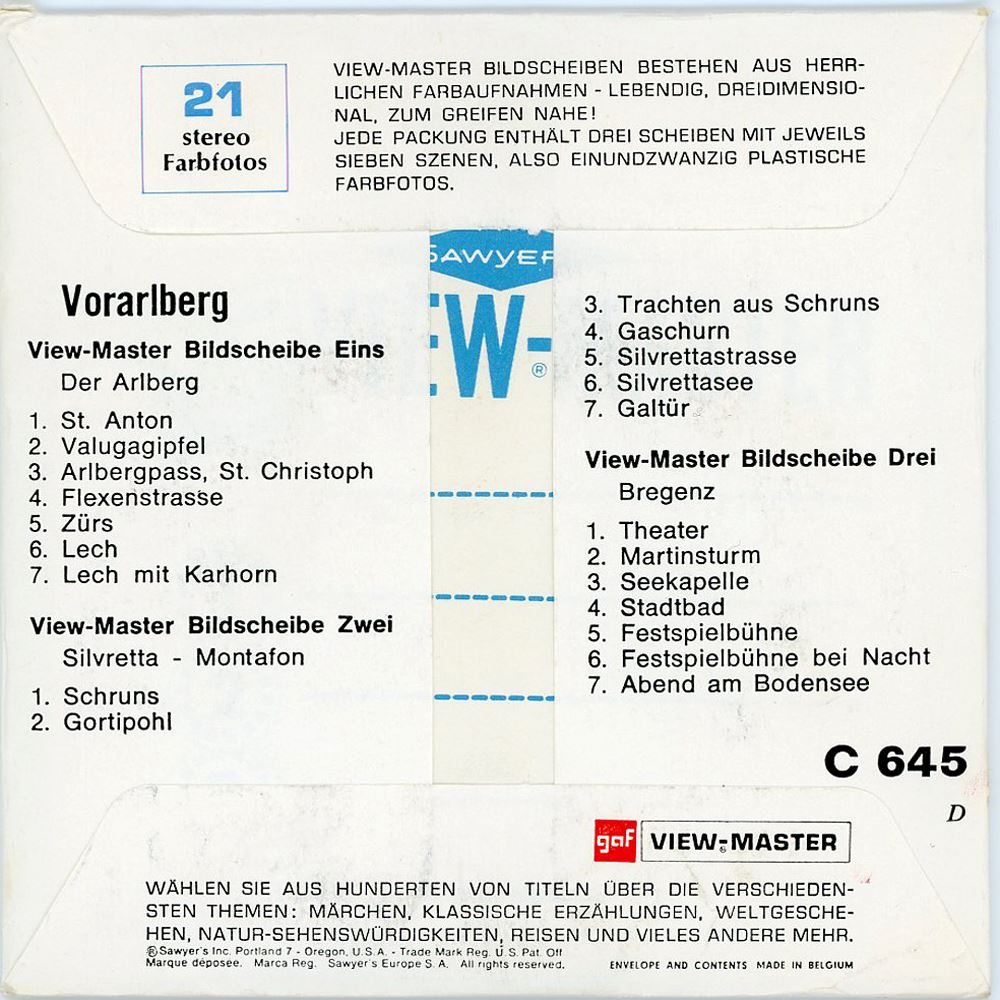 View Master Packet Vorarlberg - View-Master 3 Reel Packet 1970's view - vintage - (PKT-C6 ...