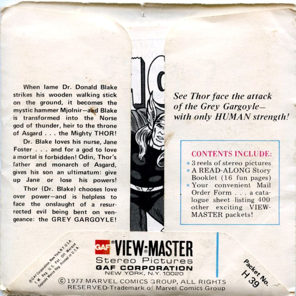 THOR - View-Master 3 Reel Packet - 1970s - vintage - (ECO-H39-G5) Packet 3Dstereo 