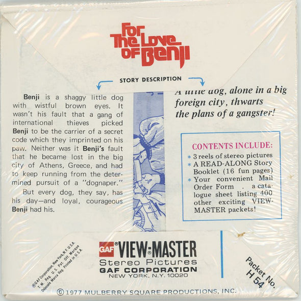 Benji Superstar! - View-Master 3 Reel Packet - 1970s - Vintage - (PKT-H54-G5m-nk) Packet 3Dstereo 