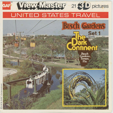 Busch Gardens the Dark Continent No.1 - View-Master 3 Reel Packet 1970's view - vintage (PKT-J4-G6NK) Packet 3Dstereo 