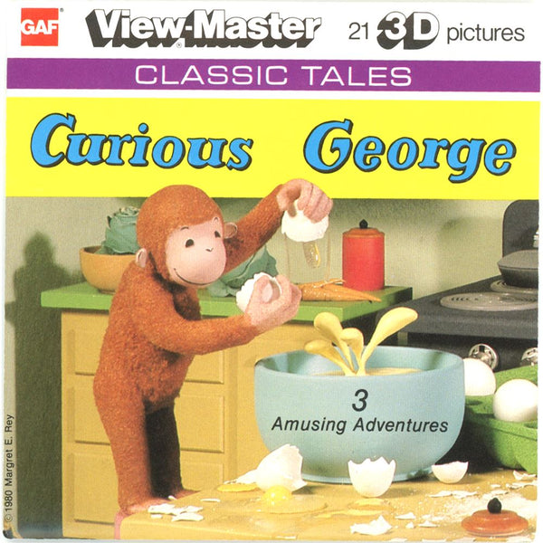 Curious George - View-Master 3 Reel Packet - 1980 - vintage - K81