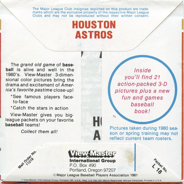 4 ANDREW - Houston Astros - View Master 3 Reel Packet - 1981 - vintage - L18-G6 Packet 3dstereo 