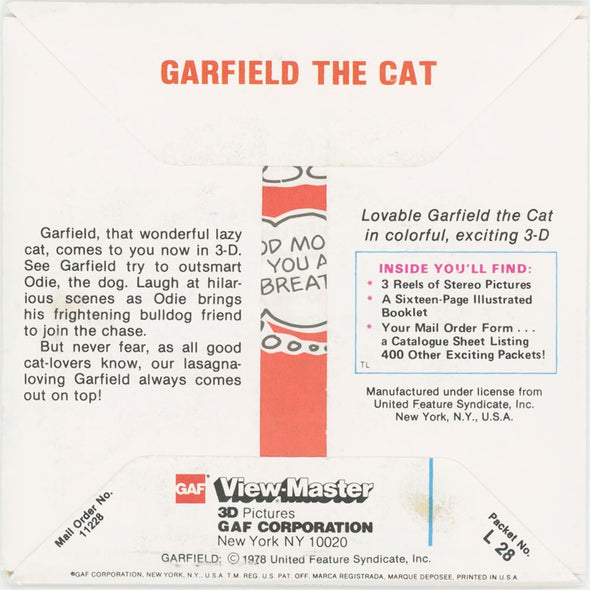 4 ANDREW - Garfield - Goes to the Pound - View-Master 3 Reel Packet - 1978 - vintage - L28-G6 Packet 3dstereo 