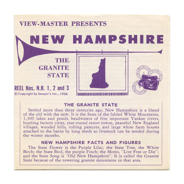 New Hampshire - View-Master 3 Reel Packet - 1950s views - vintage - NH123-S3 Packet 3Dstereo 