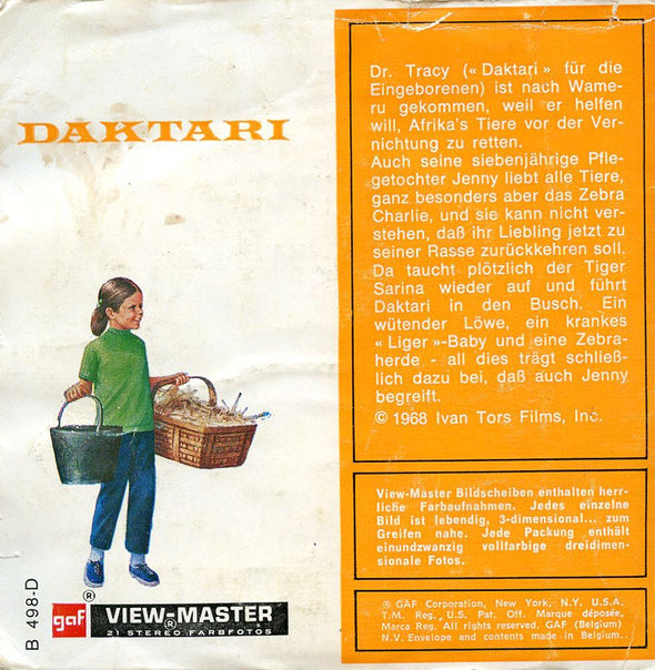 Daktari - View-Master 3 Reel Packet - 1970s - vintage - (B498d-BG1) Packet 3Dstereo 