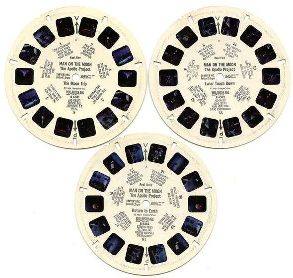 Man on the Moon - View-Master 3 Reel Packet - 1960s - vintage - (B658-S6) Packet 3dstereo 