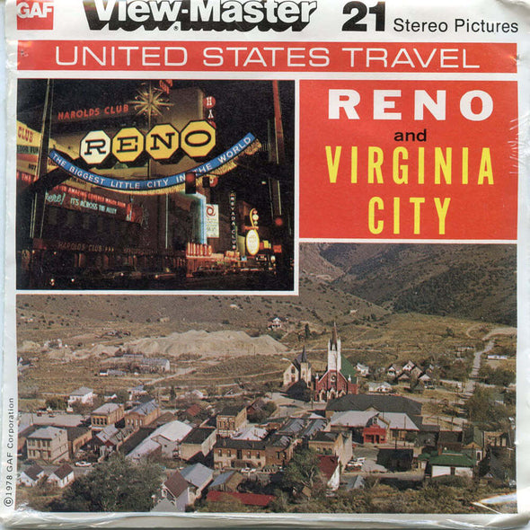 Reno & Virginia City - View-Master - Vintage 3 Reel Packet - 1970s Views - A157 Packet 3dstereo 