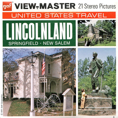 Lincolnland - Springfield - New Salem - Vintage Classic ViewMaster 3 Reel Packet - 1970s views - (PKT-A557-G3A) Packet 3dstereo 