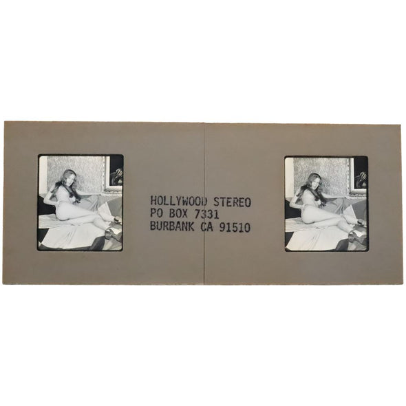 PinUp Nude Stereo Slide - Girl On Couch - Black & White - Hollywood Stereo Mount - 1950s - vintage 3Dstereo.com 