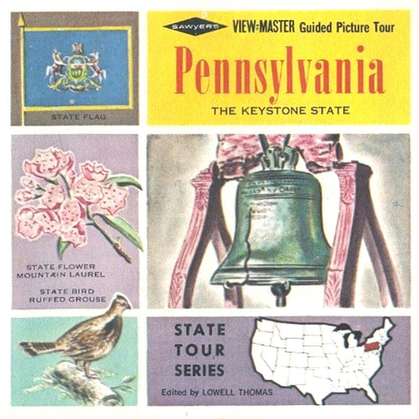 Pennsylvania - Map Series - Vintage Classic View-Master(R) 3 Reel Packet - 1960's views (PKT-A630-S6A) Packet 3dstereo 