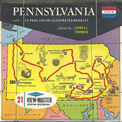 Pennsylvania - Map Series - Vintage Classic View-Master(R) 3 Reel Packet - 1960's views (PKT-A630-S6A) Packet 3dstereo 
