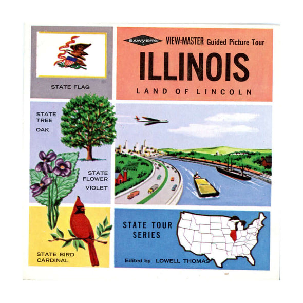 Illinois - Map Series - Vintage Classic View-Master(R) 3 Reel Packet - 1960s views Packet 3dstereo 