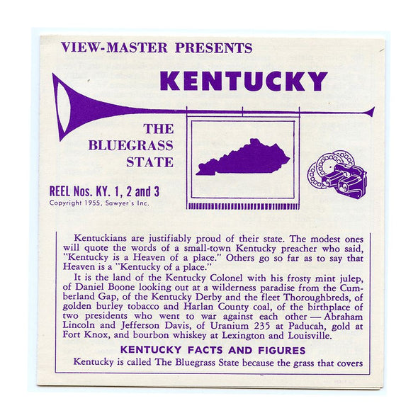 ViewMaster - Kentucky - Vintage - 3 Reel Packet - 1950's views Packet 3dstereo 