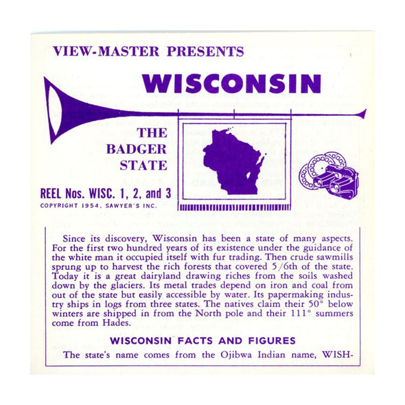 ViewMaster - Wisconsin - Vintage - 3 Reel Packet - 1950s views Packet 3dstereo 
