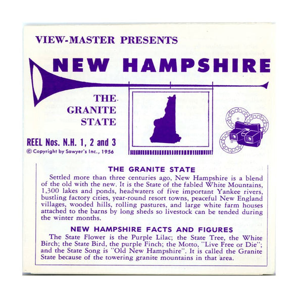 New Hampshire - State - View-Master - Vintage - 3 Reel Packet - 1950s views - (PKT-NH123-S3) Packet 3dstereo 