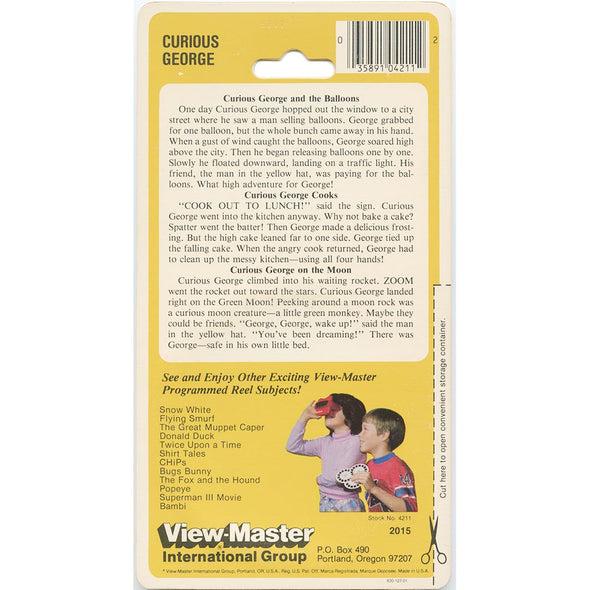 4 ANDREW - Curious George - View-Master 3 Reel Set on Card - 1980 - NEW - 2015 VBP 3dstereo 
