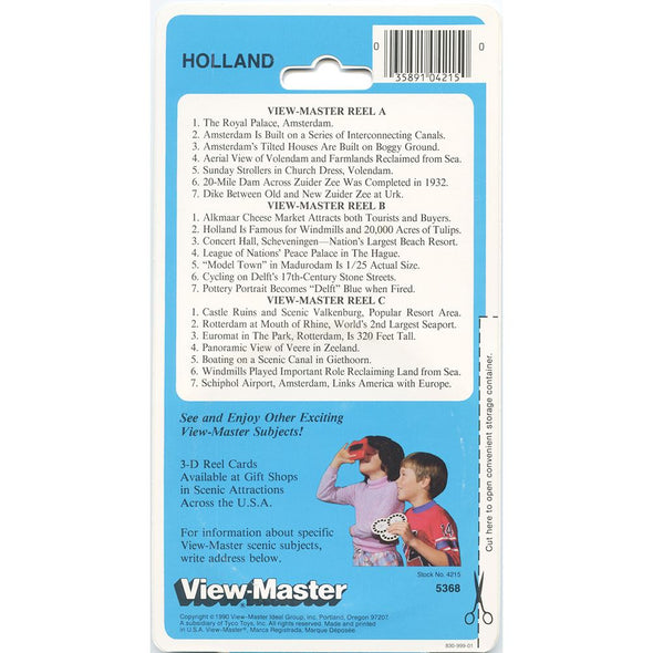Holland - View-Master 3 Reel Set on Card - 1990 - NEW - 5368 VBP 3dstereo 