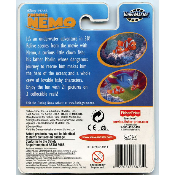 Finding Nemo - View-Master 3 Reel Set on Card - NEW - (VBP-7157) VBP 3dstereo 
