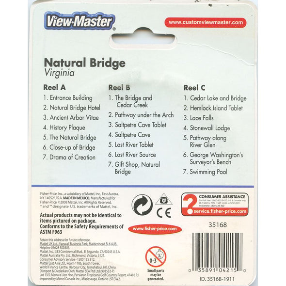 Natural Bridge - Virginia - View-Master 3 Reel Set on Card - 2008 - NEW - 35168 VBP 3dstereo 