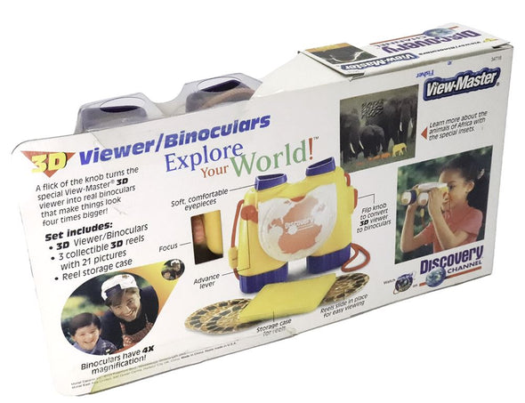 SAFARI - View-Master - Binoculars 3D Viewer & 3 Reels & Fun Fact Storage Case - 1998 - vintage Viewers 3dstereo 