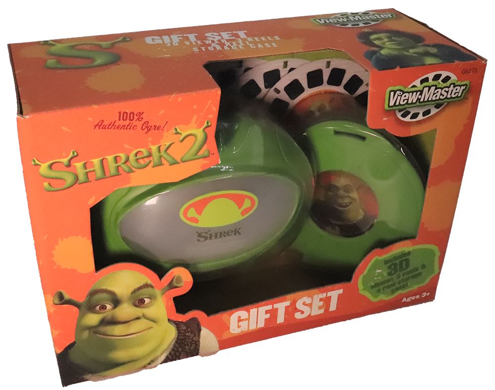 Shrek 2 - View-Master Gift Set - 3 Reels & Themed viewer (green) & Reel storage case - vintage/as new Shrek 2 - View-Master Gift Set - 3 Reels & Themed viewer (green) & Reel storage case - vintage/as new