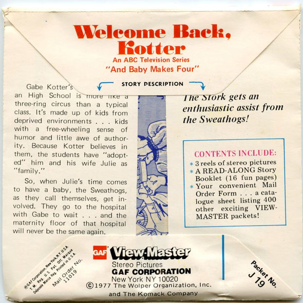 Welcome Back Kotter - ViewMaster 3 Reel Packet - 1970s -vintage - (PKT-J19-G5) Packet 3dstereo 