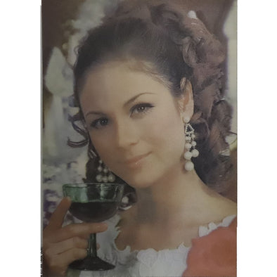 Beautiful woman drinking wine and Winking - Vintage 3D Lenticular Postcard Greeting Card Postcard 3dstereo 