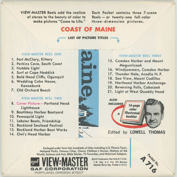 View-Master 3 Reel Packet - Coast of Maine - vintage - (A716-G1A)