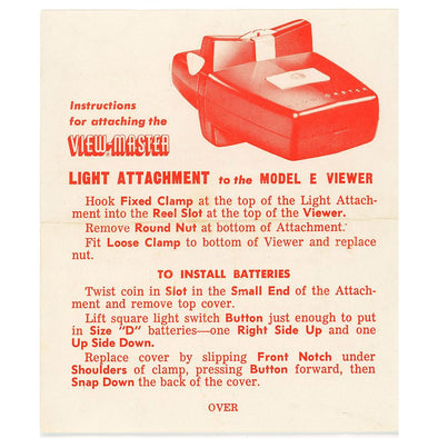 View-Master Model E Viewer Light Attachment Installation Instructions - facsimile Instructions 3dstereo 