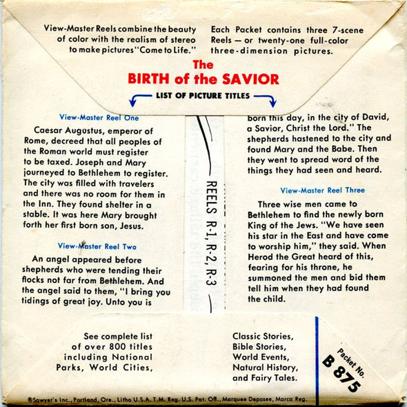 Birth of Jesus - View-Master 3 Reel Packet - 1960s - Vintage - (zur Kleinsmiede) - (B875-S5) Packet 3dstereo 