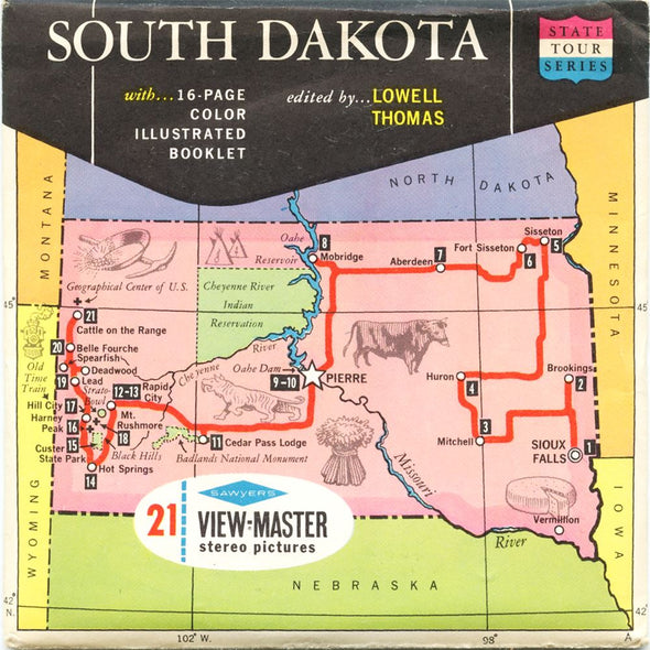 4 ANDREW - South Dakota - State Tour Series - View Master 3 Reel Map Packet - 1960s - vintage - A485-S6A Packet 3dstereo 