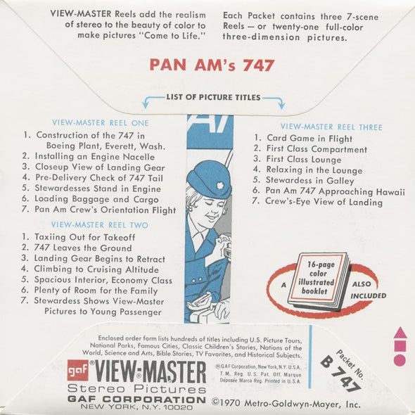 4 ANDREW - Pan Am's 747 - View Master 3 Reel Packet - B747-G3A Packet 3dstereo 