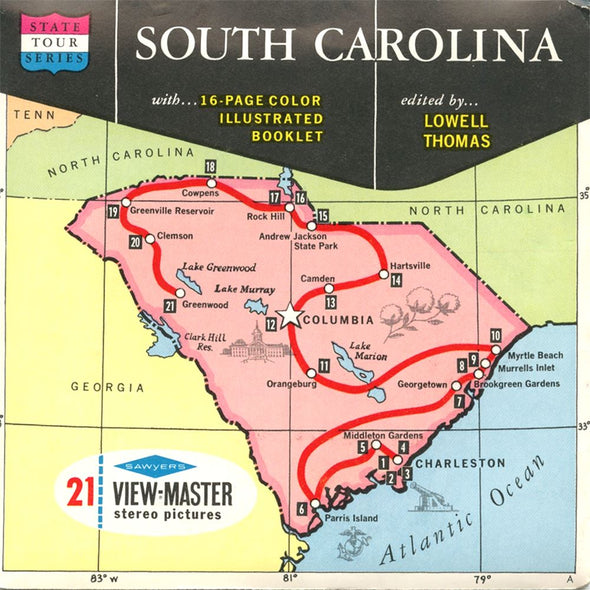 4 ANDREW - South Carolina - State Tour Series - View Master 3 Reel Map Packet - A905-S6A Packet 3dstereo 