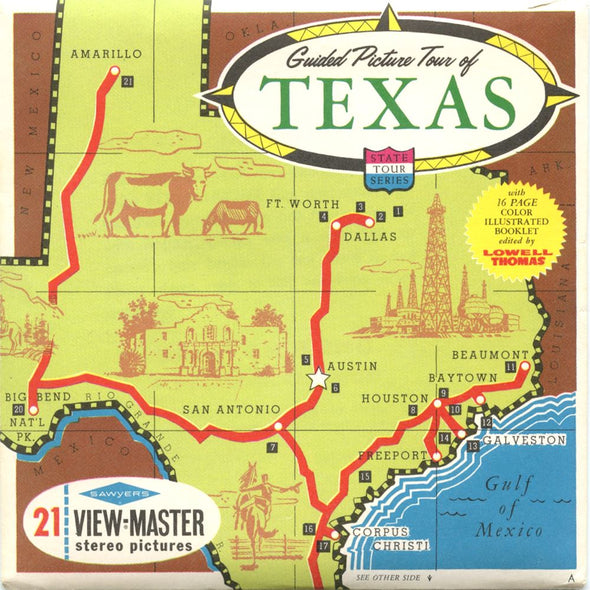 4 ANDREW Texas - State Tour Series - View Master 3 Reel Map Packet - A410-S6A Packet 3dstereo 