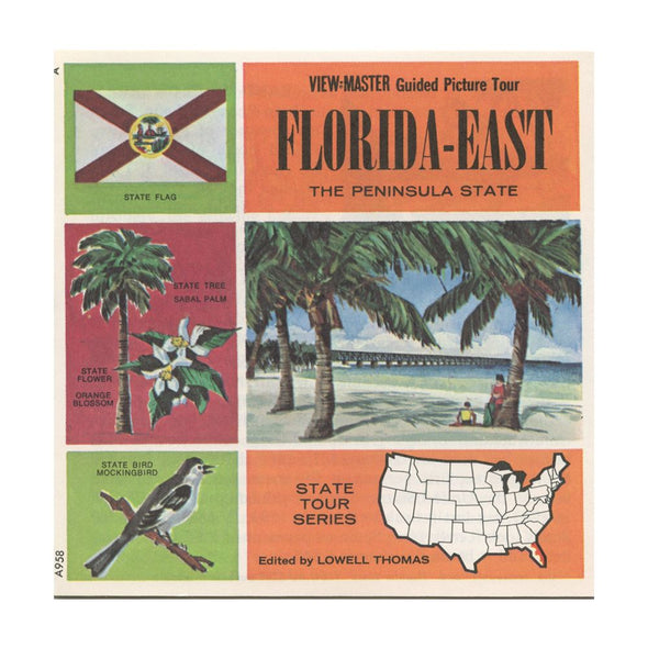 4 ANDREW - Florida - East - State Tour Series - View Master 3 Reel Map Packet - 1960s - vintage - A959-G1A Packet 3dstereo 
