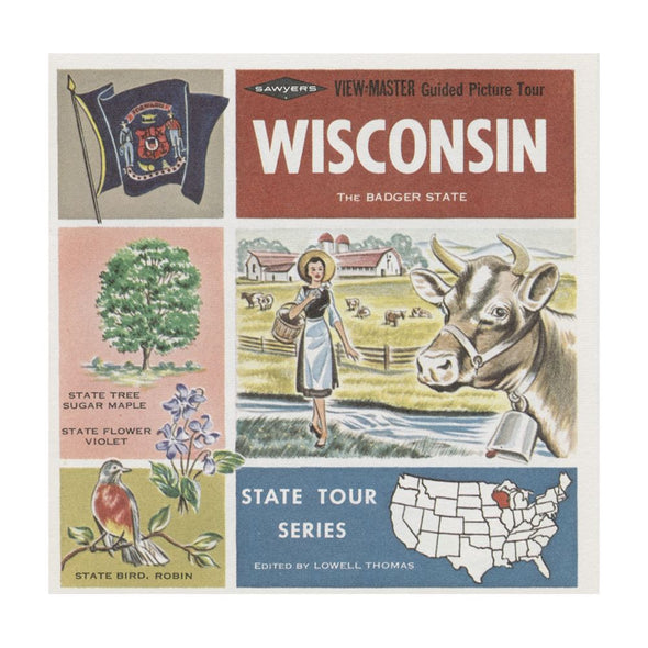 4 ANDREW - Wisconsin - State Tour Series - View Master 3 Reel Map Packet - 1960s - vintage - A525-G1A Packet 3dstereo 