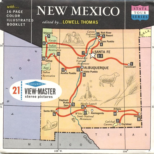 4 ANDREW - New Mexico - State Tour Series - View Master 3 Reel Map Packet - 1960s - vintage - A375-S6A Packet 3dstereo 